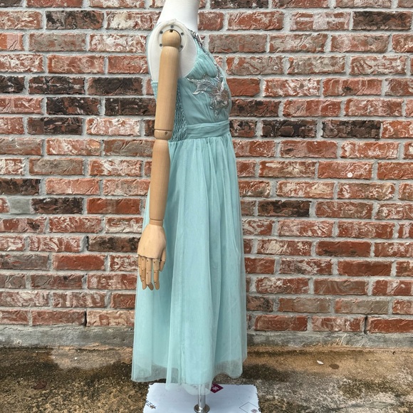 NWT Little Mistress petite spaghetti strap blue floral tulle layered dress / 2P - Picture 9 of 13